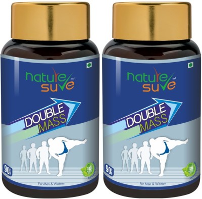 Nature Sure Double Mass Tablets for Men and Women – 2 Packs (90 Tablets Each) Weight Gainers/Mass Gainers(180 No, Natural)