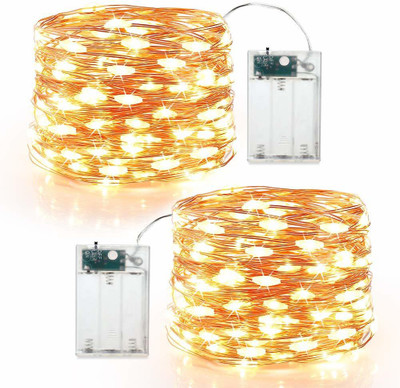 MIRADH 30 LEDs 3 m Yellow Steady Water Drop Rice Lights(Pack of 2)