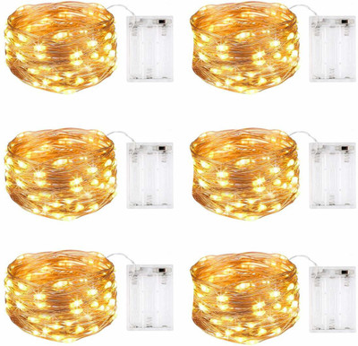 MIRADH 30 LEDs 3 m Yellow Steady Water Drop Rice Lights(Pack of 6)