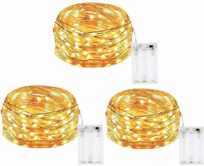 MIRADH 30 LEDs 3 m Yellow Steady Water Drop Rice Lights(Pack of 3)