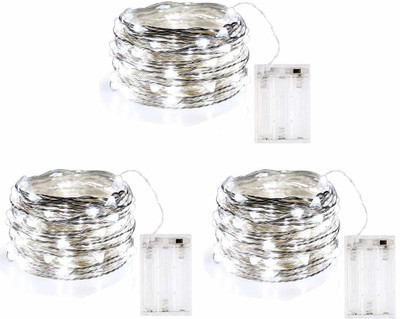 MIRADH 30 LEDs 3 m White Steady Water Drop Rice Lights(Pack of 3)
