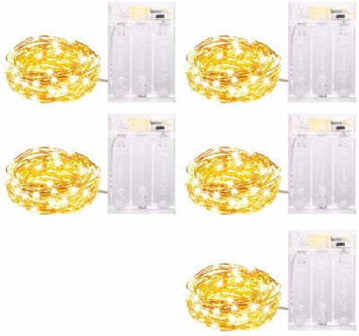 MIRADH 30 LEDs 3 m Yellow Steady Water Drop Rice Lights(Pack of 5)
