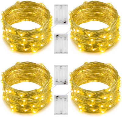 MIRADH 30 LEDs 3 m Yellow Steady Water Drop Rice Lights(Pack of 4)