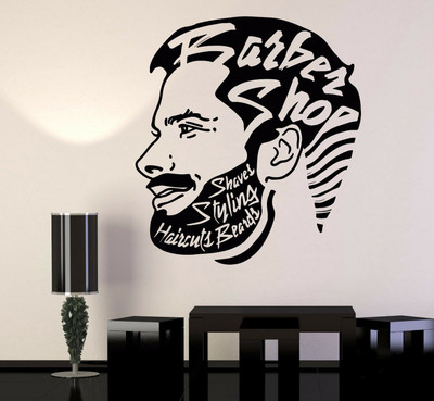 marvellous 80 cm m-barbershophaircuttingandstylishing Self Adhesive Sticker(Pack of 1)