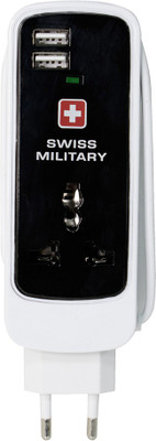 SWISS MILITARY MINI MULTI-FUNCTION UNIVERSAL EXTENSION CORD WITH 2 USB PORTS 3 Socket Extension Boards(Black)