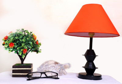CANDELA Conical Shade Table Lamp (Orange) Table Lamp(25 cm, Orange)