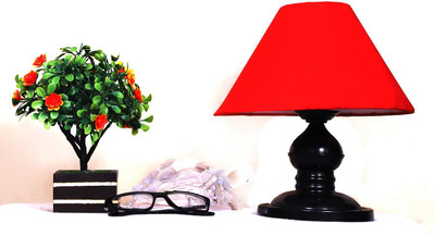 CANDELA Conical Shade Table Lamp (Red) Table Lamp(25 cm, Red)