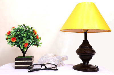 CANDELA Conical Shade Table Lamp (Yellow) Table Lamp(25 cm, Yellow)