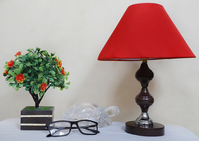 CANDELA Conical Shade Table Lamp (Red) Table Lamp(25 cm, Red)