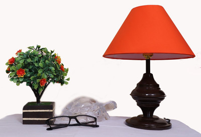 CANDELA Conical Shade Table Lamp (Orange) Table Lamp(25 cm, Orange)