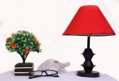CANDELA Conical Shade Table Lamp (Red) Table Lamp(25 cm, Red)