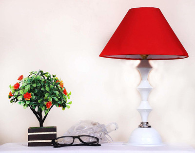 CANDELA Conical Shade Table Lamp (Red) Table Lamp(25 cm, Red)