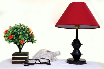 CANDELA Conical Shade Table Lamp (Maroon) Table Lamp(25 cm, Maroon)