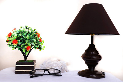 CANDELA Conical Shade Table Lamp (Brown) Table Lamp(25 cm, Brown)