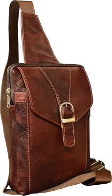 ABYS Genuine Leather Coffee Brown Cash Bag||Chest Bags||Body Bag||(Brown)