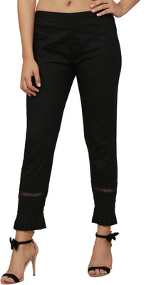 Shopbering Regular Fit Women Black Trousers