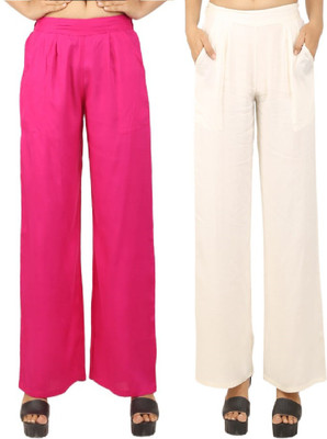 Neelo Kurti Regular Fit Women White, Pink Trousers