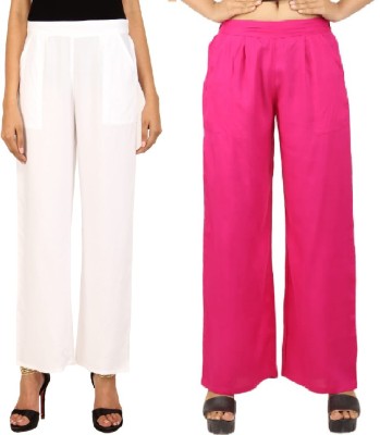 Neelo Kurti Regular Fit Women White, Pink Trousers