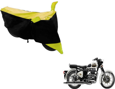Amanzo Two Wheeler Cover for Royal Enfield(Classic 350, Black, Yellow)
