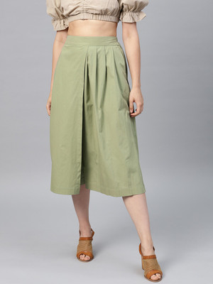 SASSAFRAS Flared Women Green Trousers