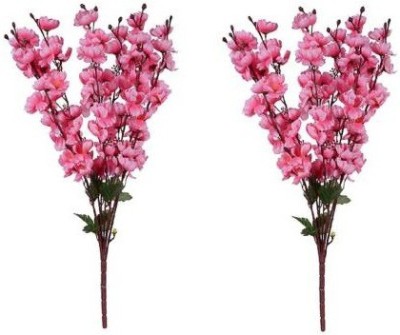 Green Plant indoor orchid129 Pink Orchids Artificial Flower(7 inch, Pack of 7, Flower Bunch)