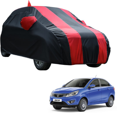 Fit Fly Car Cover For Tata Zest (With Mirror Pockets)(Red, Black)