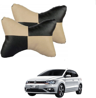 KOZDIKO Beige, Black Leatherite Car Pillow Cushion for Volkswagen(Rectangular, Pack of 2)