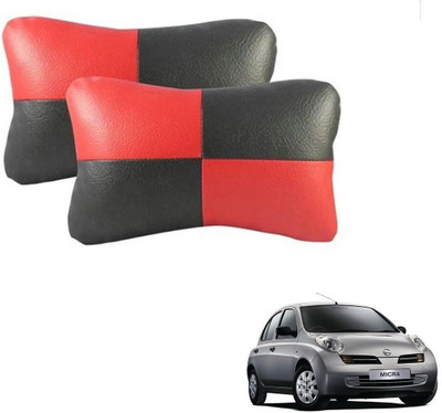 KOZDIKO Red, Black Leatherite Car Pillow Cushion for Nissan(Rectangular, Pack of 2)