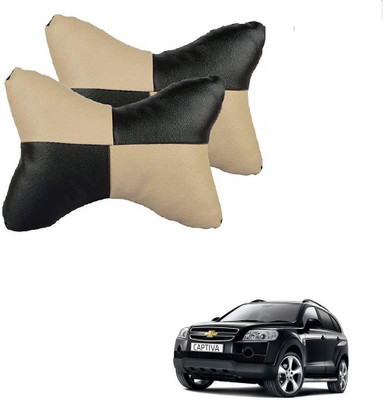 KOZDIKO Beige, Black Leatherite Car Pillow Cushion for Chevrolet(Rectangular, Pack of 2)