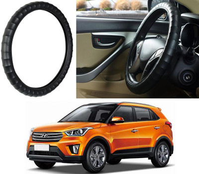 Auto Kite Steering Cover For Hyundai Creta(Black, Leatherite)