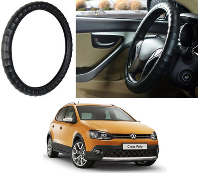 Auto Kite Steering Cover For Volkswagen Polo Cross(Black, Leatherite)