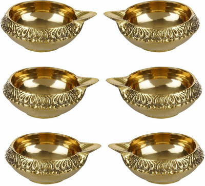 Vishwakarma Enterprises Brass (Pack of 6) Table Diya Set(Height: 1.5 inch)