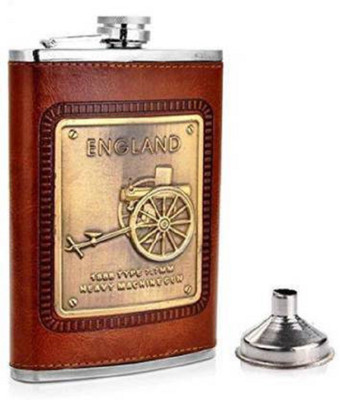 play run ® Liquor Holder Imported Hip Stitched Leather and Stainless Steel Hip Flask (Brown)-230ml Stainless Steel Hip Flask(230 ml)