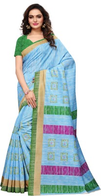 Ratnavati Printed Bollywood Silk Blend, Art Silk Saree(Light Blue)
