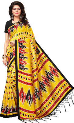 Ratnavati Printed Bollywood Silk Blend, Art Silk Saree(Yellow)