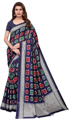 Ratnavati Printed, Graphic Print Bollywood Silk Blend, Art Silk Saree(Dark Blue)