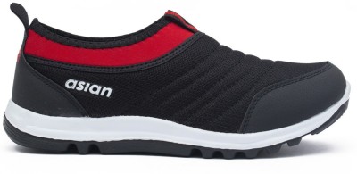 asian Asian Prime-02 laceless sports shoes for men | Latest Stylish Casual sneakers for men without laces | running shoes for boys | Slip on black shoes for running, walking, gym, trekking & party For Men(Red, Black)