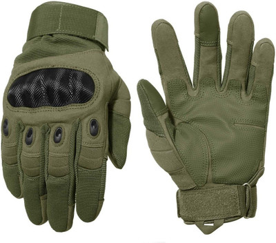 Adventure hut Tactical Military Hard Soft Knuckle Army Combat Riding Gloves(Army)