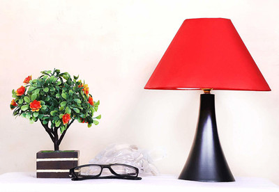 CANDELA Conical Shade Table Lamp (Red) Table Lamp(25 cm, Red)