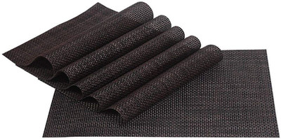 Casanest Rectangular Pack of 6 Table Placemat(Black, PVC)