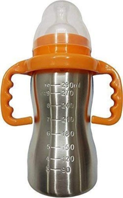 Wonder Star Present High Quality Stainless Steel Baby Feeding Bottle - 290(Orange, Silver)