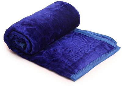 Oshano Self Design Double Mink Blanket for  Heavy Winter(Polyester, Dark Blue)