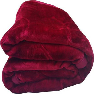 GKM Self Design Single Mink Blanket for  Heavy Winter(Polyester, Maroon)