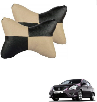 KOZDIKO Beige, Black Leatherite Car Pillow Cushion for Nissan(Rectangular, Pack of 2)