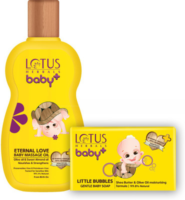 83% OFF on LOTUS HERBALS Baby+ Eternal Love Massage Oil 200 ml & Little Bubbles Gentle Bathing Soap 75 gms(Multicolor) 83% OFF on LOTUS HERBALS Baby+ Eternal Love Massage Oil 200 ml & Little Bubbles Gentle Bathing Soap 75 gms(Multicolor)