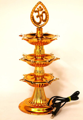 ESP 3 Layer Electric Diya Deepak Light Lamp LED Light Plastic Table Diya(Height: 12 inch)
