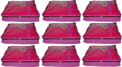 Little one High Quality Pack of 9 Polka dot 2 inch Designer Height Saree Cover Keep saree/Suit/Travelling Pouch(Pink)