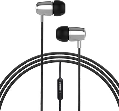 XEBBER PowerRock DT-215 in Ear Headphone Phone with Mic & Remote Wired Headset(Black & Silver, In the Ear)