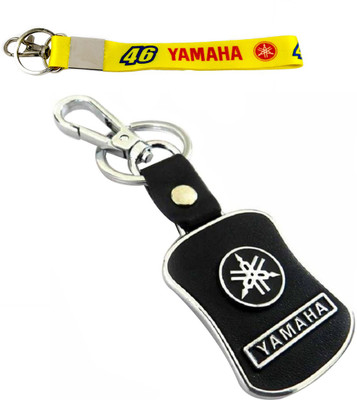 YAMAHA Leather Metal Hook Locking Keyring with Yellow tag keychain Key Chain