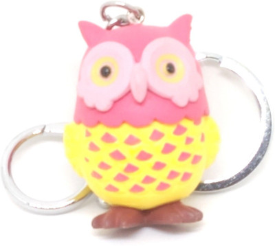 Trunkin Fancy Owl With Fancy Multicolour Design Yellow Pink Model 2 Keyring Keychain Key Chain
